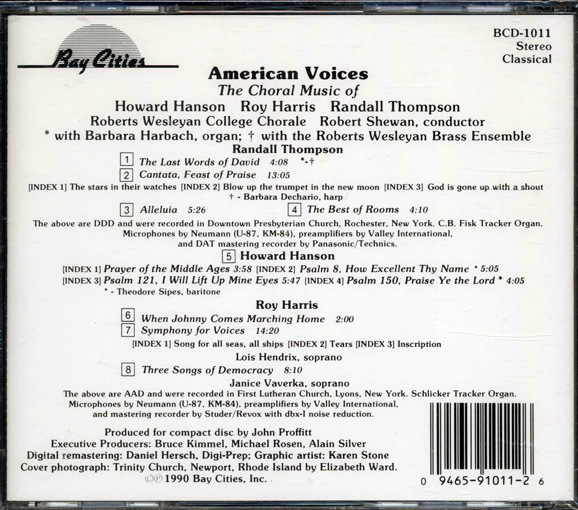 Howard Hanson, Roy Harris, Randall Thompson - American Voices: The Choral Music Music CD