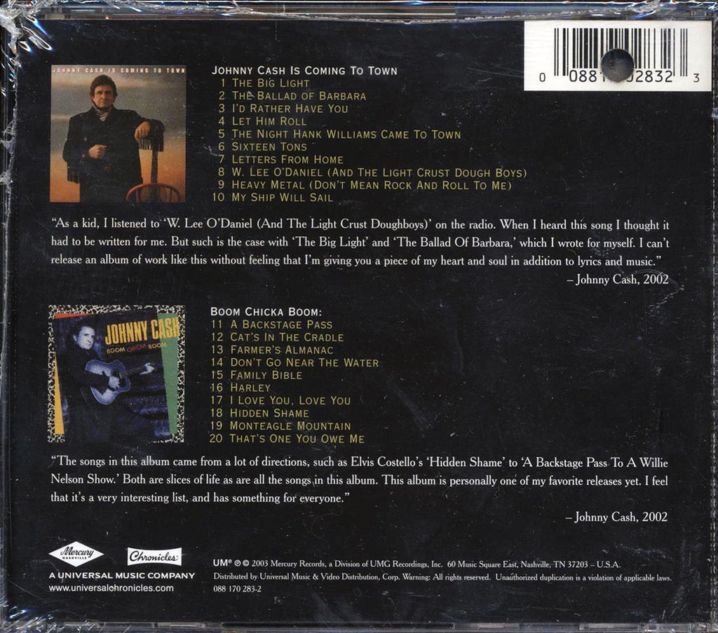 Johnny Cash - Johnny Cash Is Coming To Town + Boom Chicka Boom (marked/ltd stock) Music CD