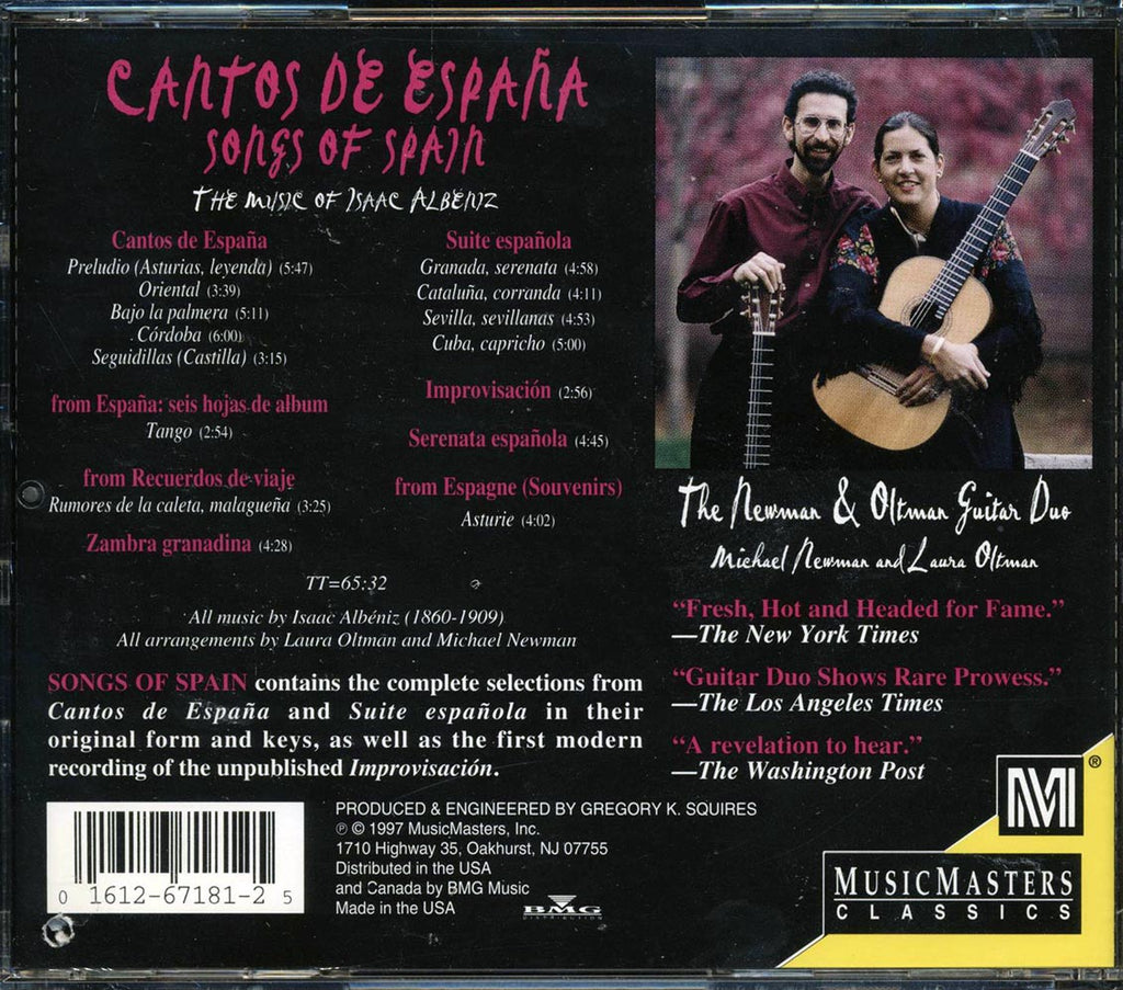 The Newman & Oltman Guitar Duo, Isaac Albeniz - Cantos De Espana: Songs Of Spain Music CD