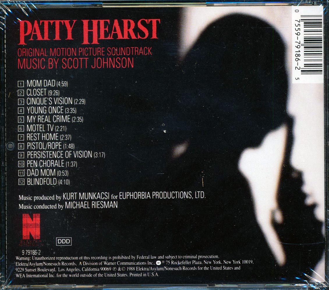Scott Johnson - Patty Hearst Original Motion Picture Soundtrack Music CD