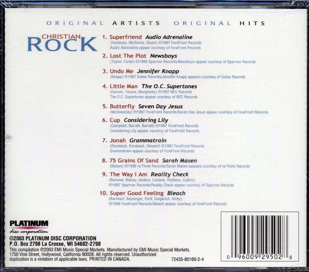 Newsboys, Audio Adrenaline, Jennifer Knapp, Etc. - Christian Rock Volume 2 Music CD
