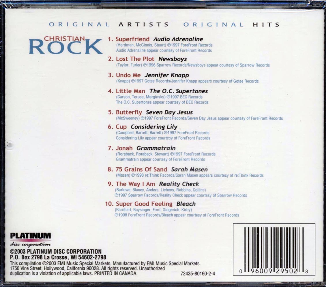 Newsboys, Audio Adrenaline, Jennifer Knapp, Etc. - Christian Rock Volume 2 Music CD