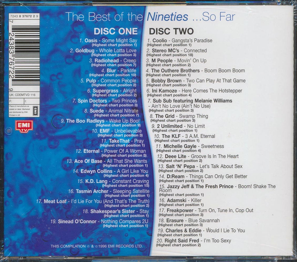 The Boo Radleys, Meatloaf, Erasure, Etc. - The Best Of The Nineties So Far Music CD