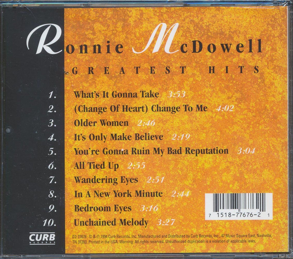 Ronnie McDowell  - Greatest Hits Music CD