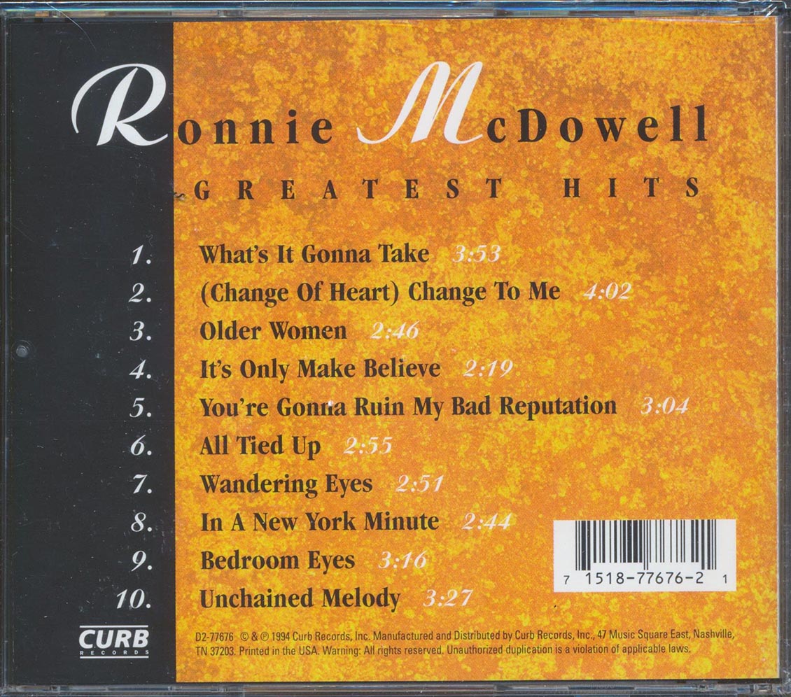 Ronnie McDowell  - Greatest Hits Music CD