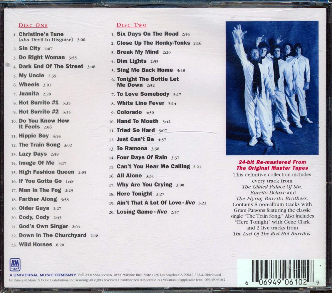 The Flying Burritos Bros  - Hot Burritos! The Flying Burrito Bros Anthology 1969-1972 (43 tracks) (2xCD) (24-bit mastering) (remastered) Music CD