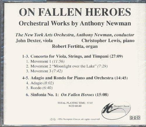 Newman / N.y Arts Orchestra - On Fallen Heroes - Music CD