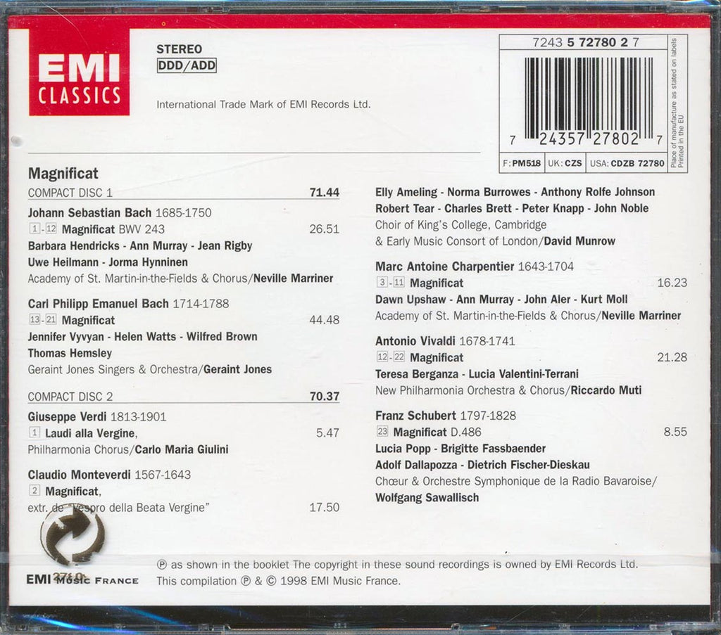 Marc Antoine, Antonio Vivaldi, Johann Sebastian Bach, Etc. - Magnificat  (2xCD) Music CD