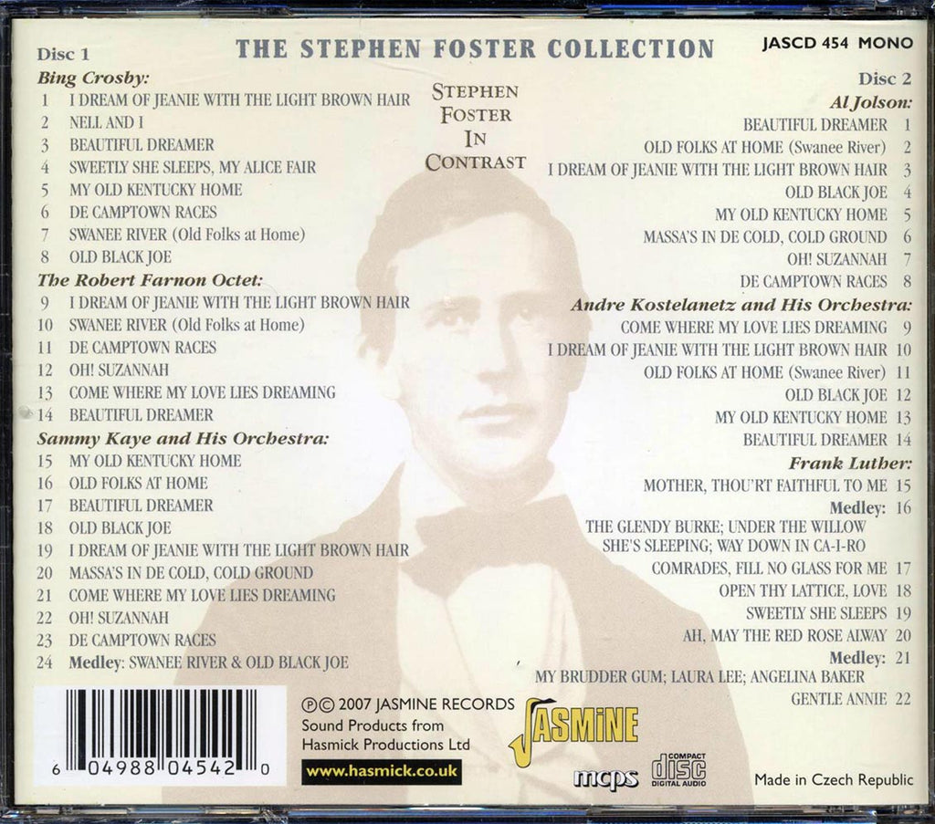 Bing Crosby, The Robert Farnon Octet, Sammy K And His Orchestra, Al Jolson, Etc. - The Stephen Foster Collection Music CD