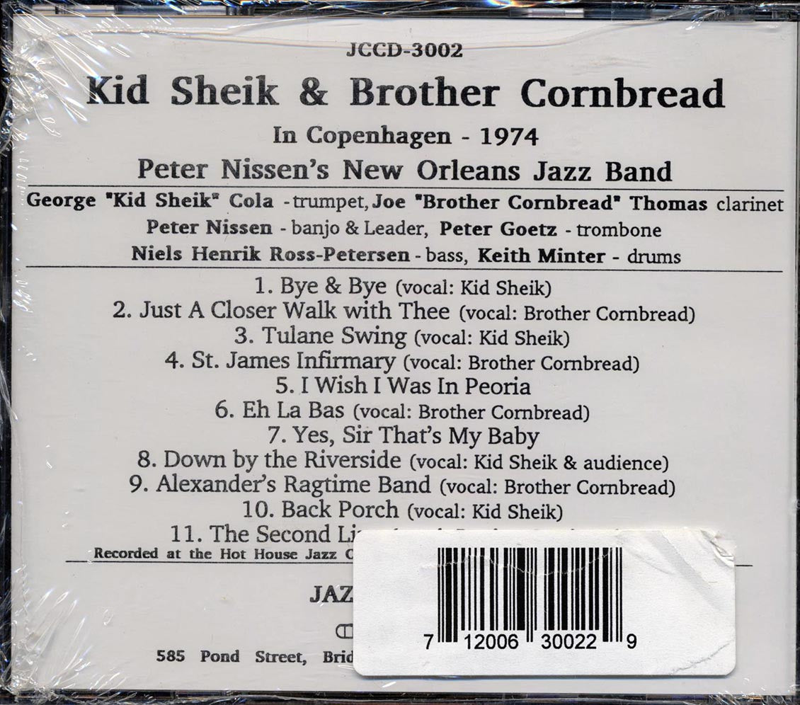 Kid Sheik, Brother Cornbread, Peter Nissen's New Orleans Jazz Band - Kid Sheik & Brother Cornbread Music CD