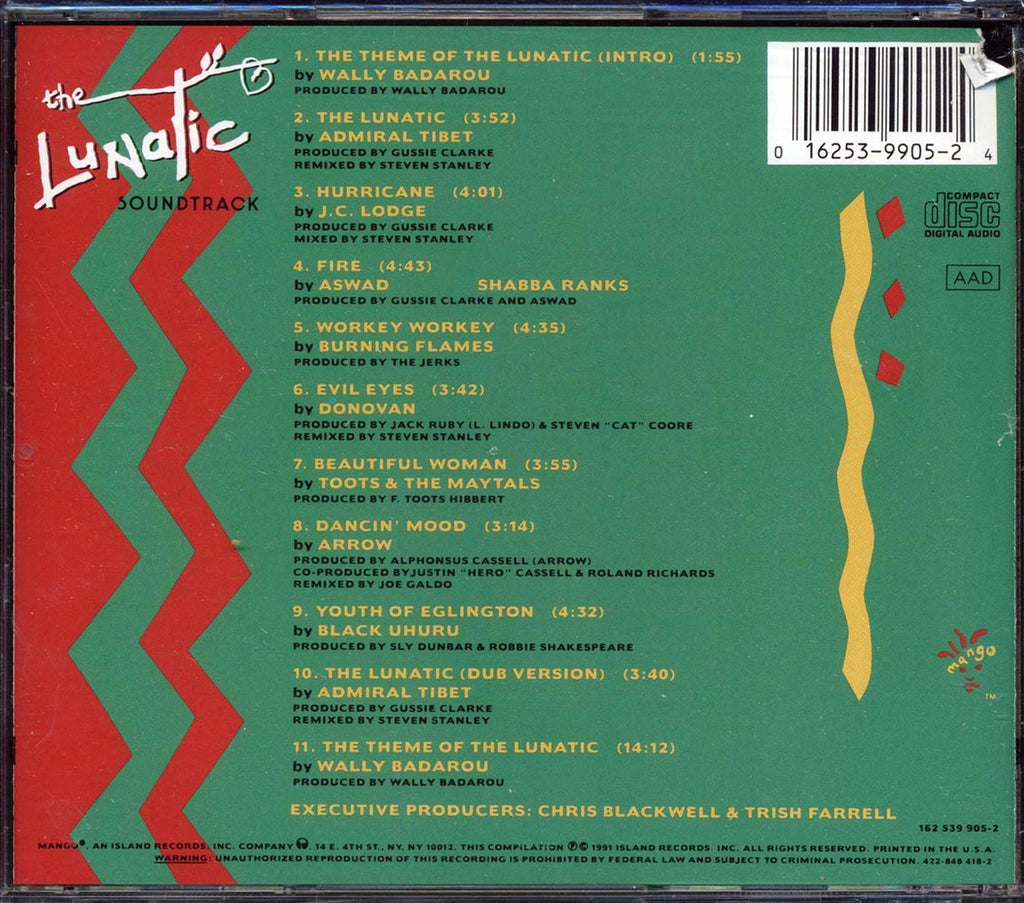 Aswad, JC Lodge, Toots & The Maytals, Etc. - The Lunatic Soundtrack Music CD