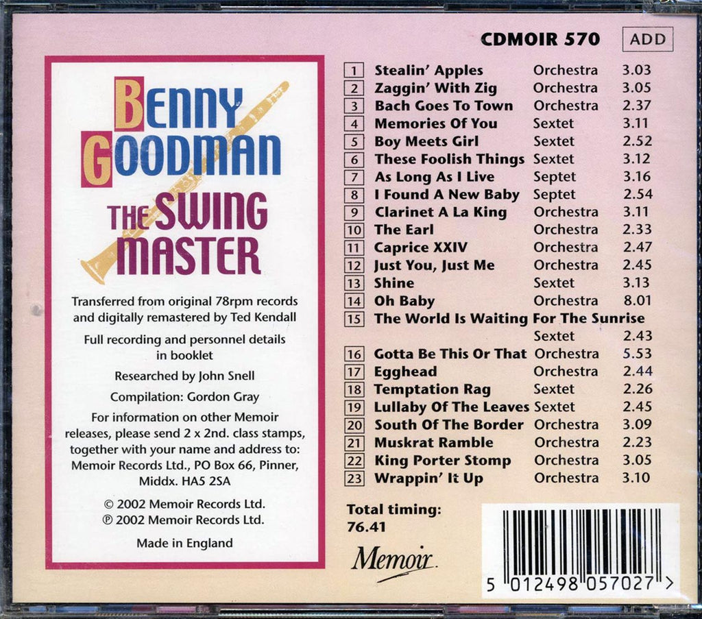 Benny Goodman - The Swing Master Music CD