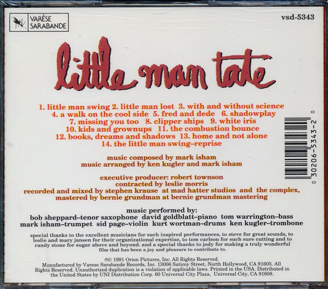 Mark Isham  - Little Man Tate Original Motion Picture Music CD