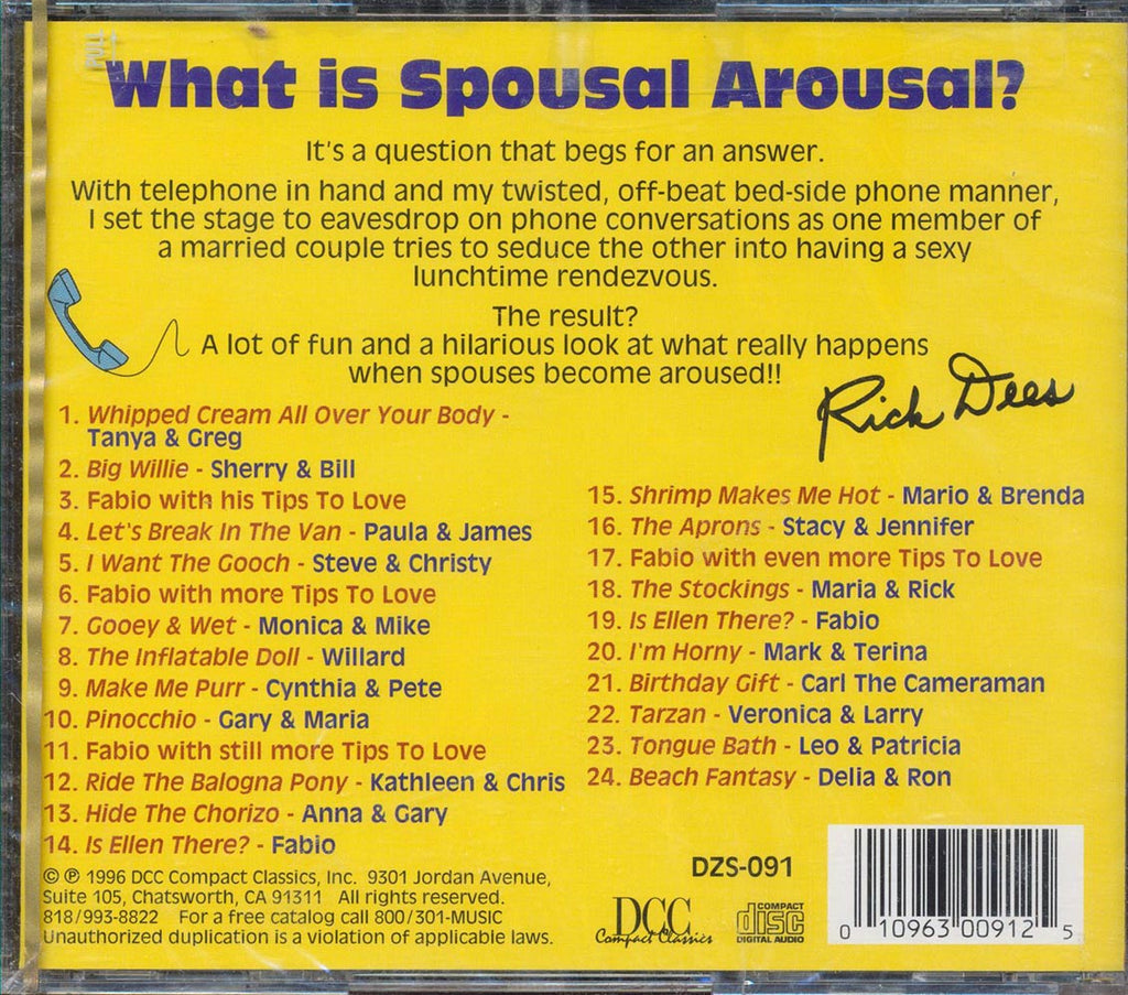 Rick Dees & His Cast Of Idiots  - Spousal Arousal Music CD