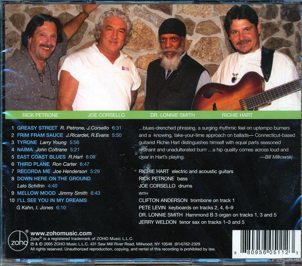 Richie Hart With Joe Corsello, Rick Petrone, Dr. Lonnie Smith  - Greasy Street Music CD