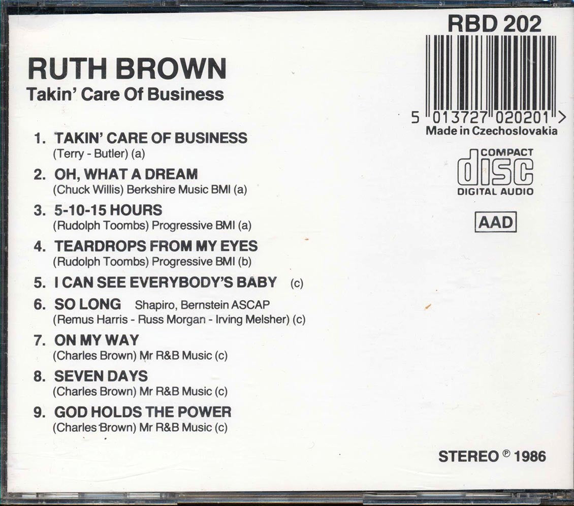 Ruth Brown - Takin' Care Of Business Music CD