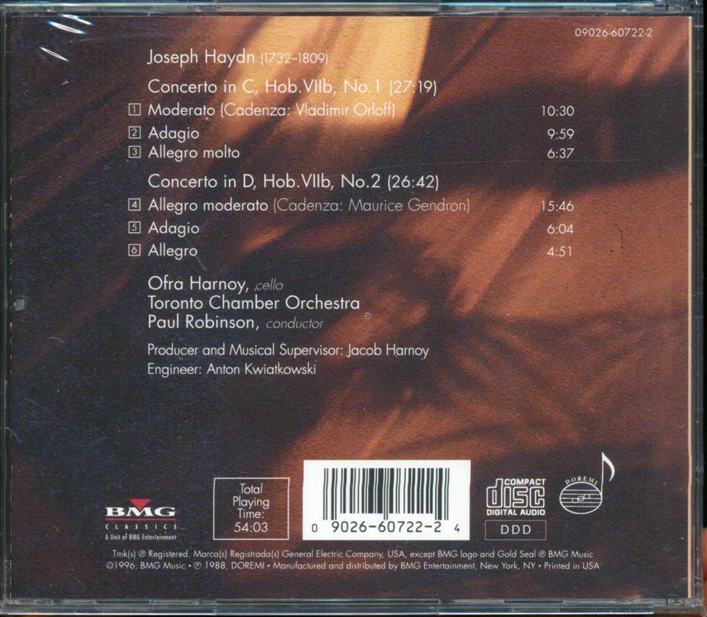 Ofra Harnoy, Haydn, Toronto Chamber Orchestra, Etc. - Haydn Cell Concertos No. 1 And 6 Music CD