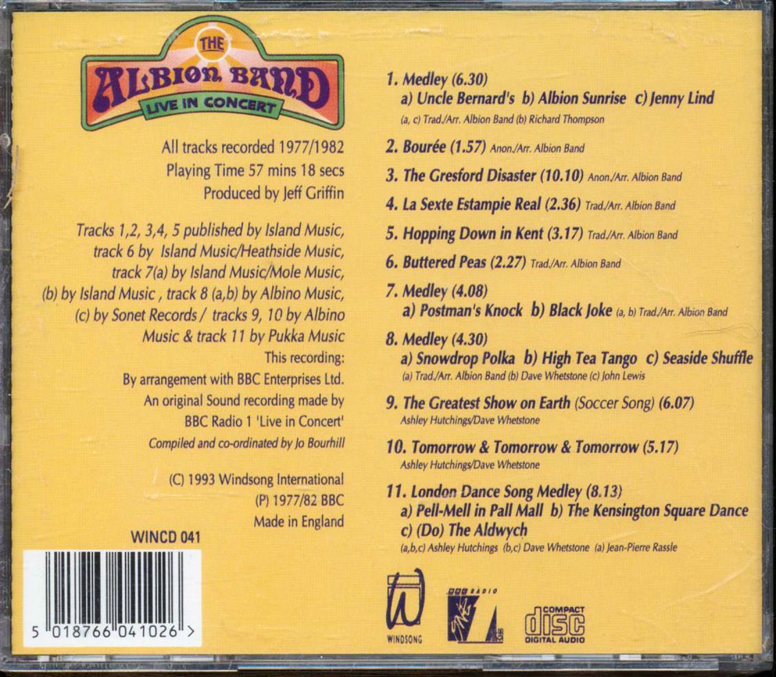 The Albion Band - Live In Concert Music CD