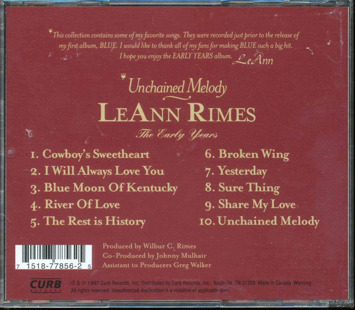 LeAnn Rimes - Unchained Melody The Early Years Music CD