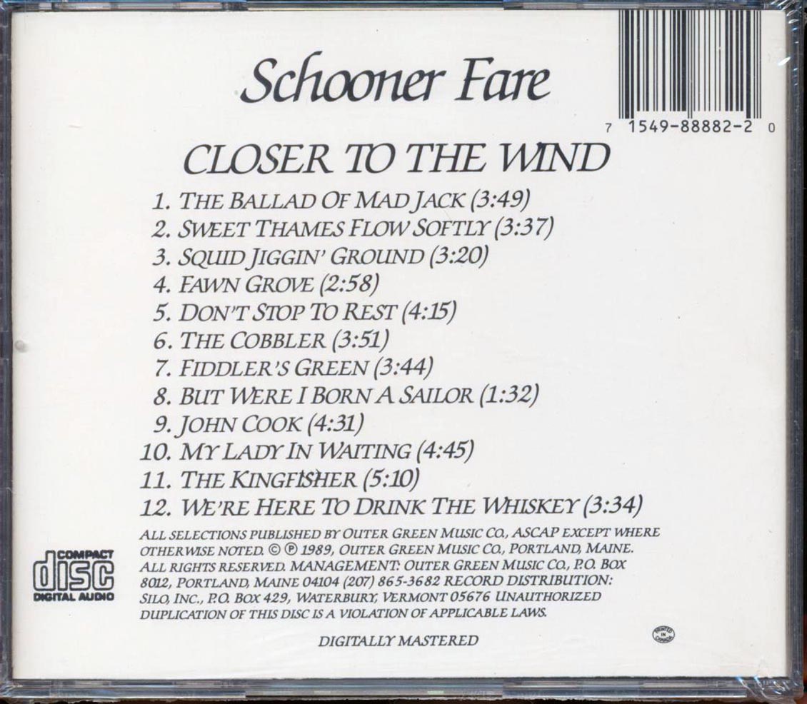 Schooner Fare  - Closer To The Wind Music CD