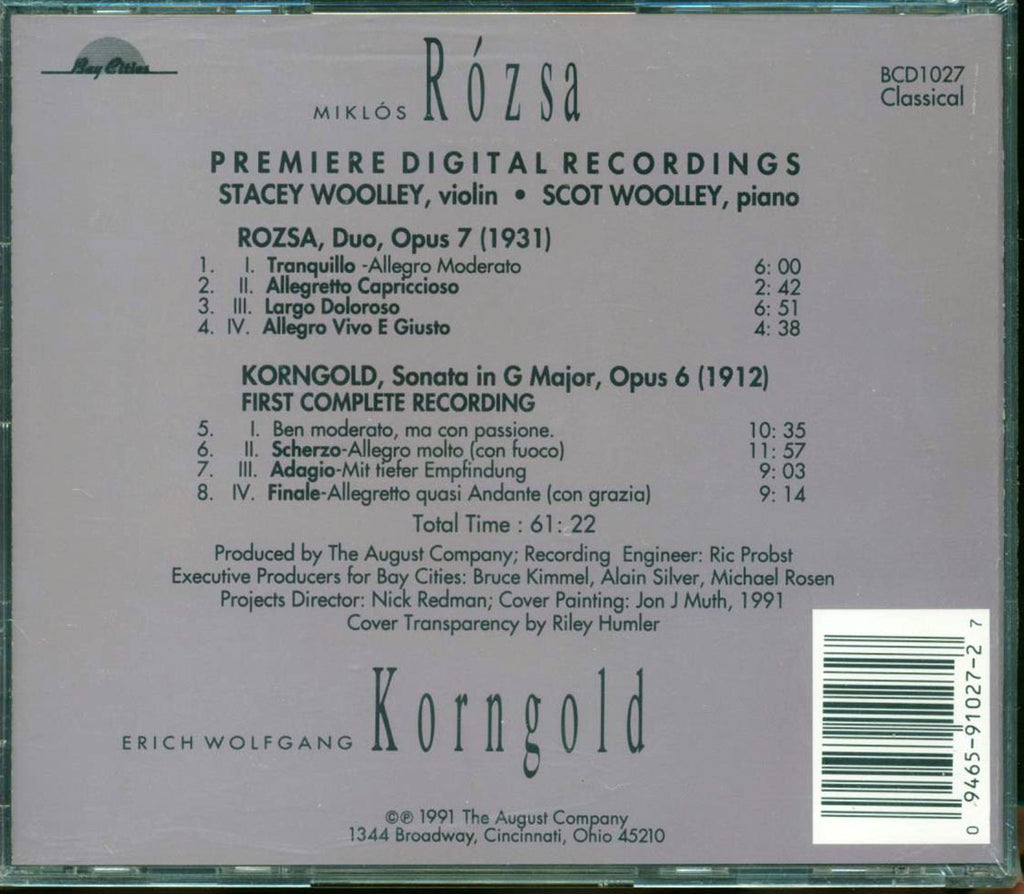 Rozsa Korngold  - Duo Opus 7 For Violin And Piano Music CD