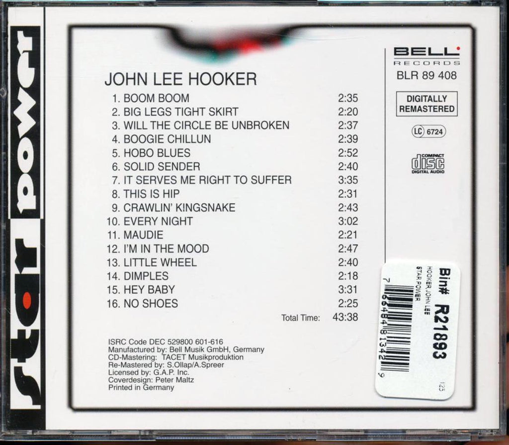 John Lee Hooker - Star Power Music CD