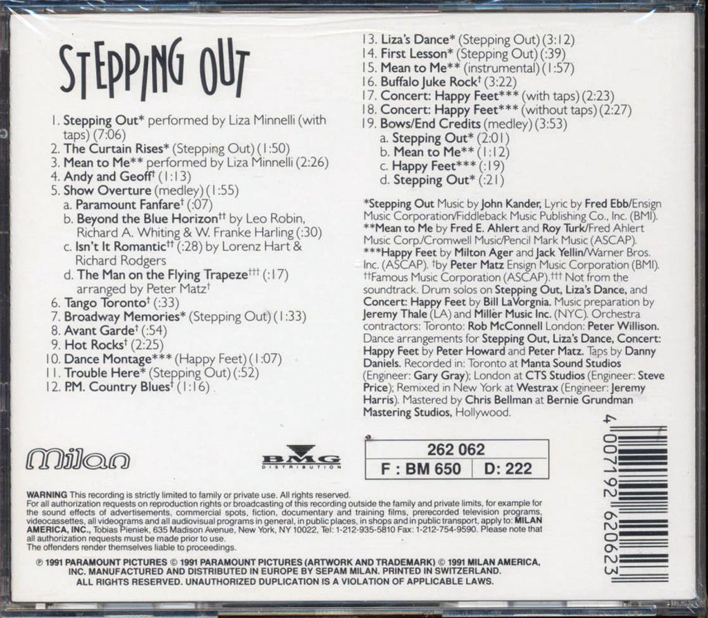 Liza Minnelli - Stepping Out Music From The Original Soundtrack Music CD