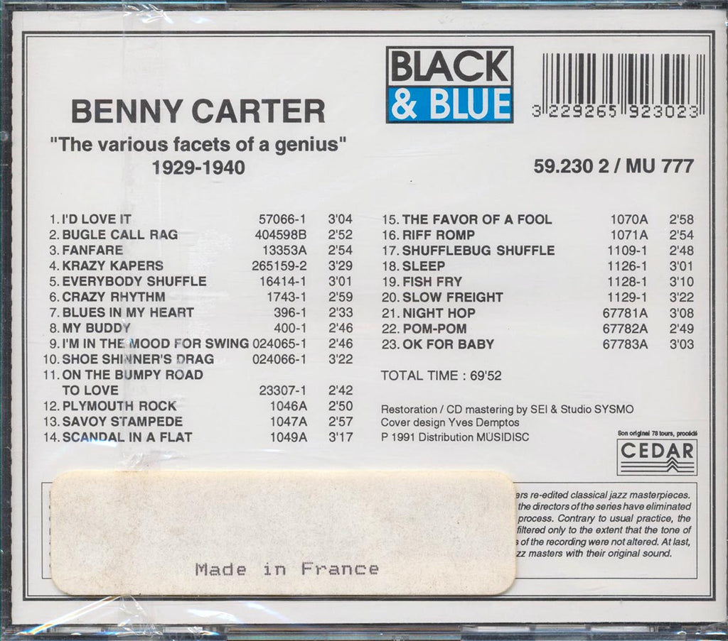 Benny Carter - The Various Facets Of A Genious Music CD