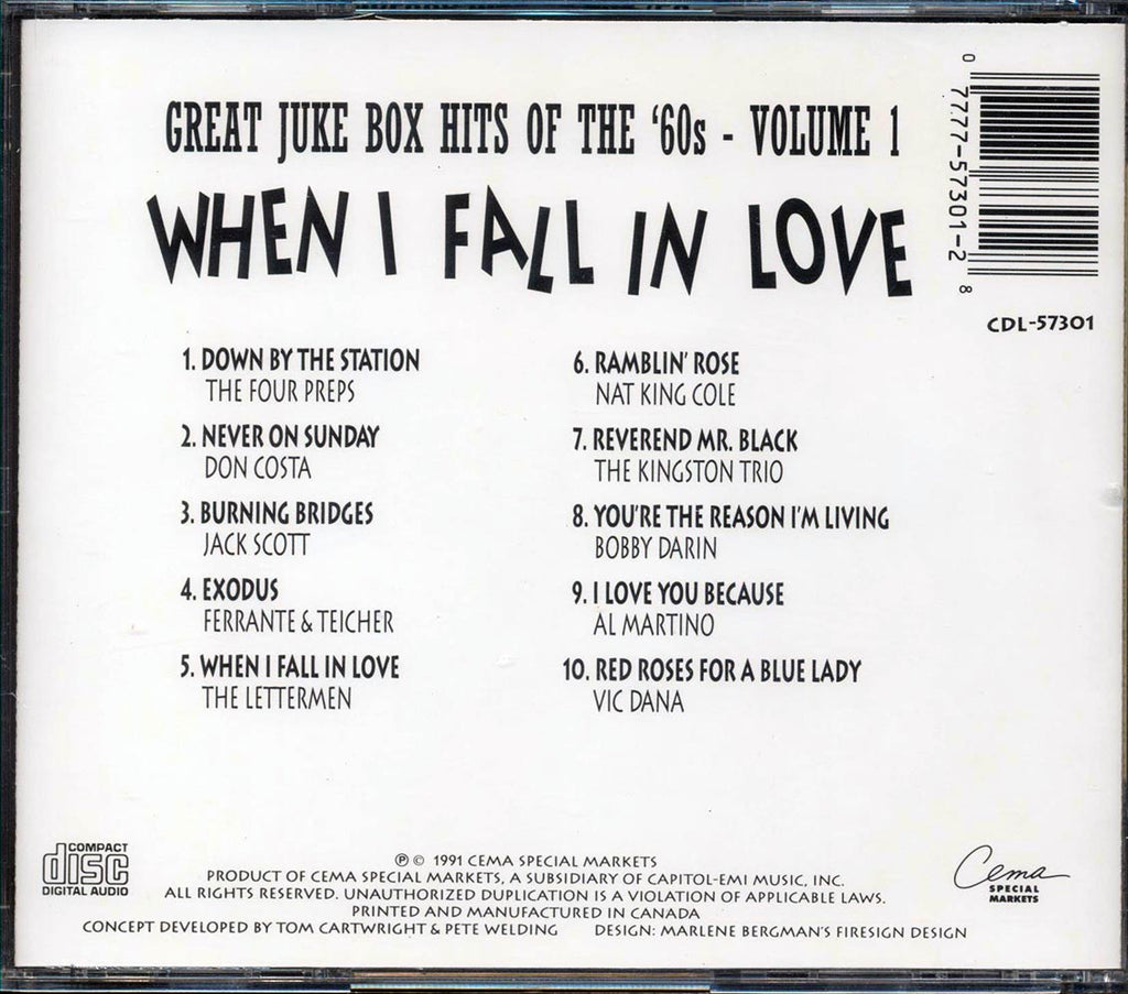 The Four Preps, Don Costa, Jack Scott, Etc. - Great Juke Box Hits Of The '60s Volume 1: When I Fall In Love Music CD