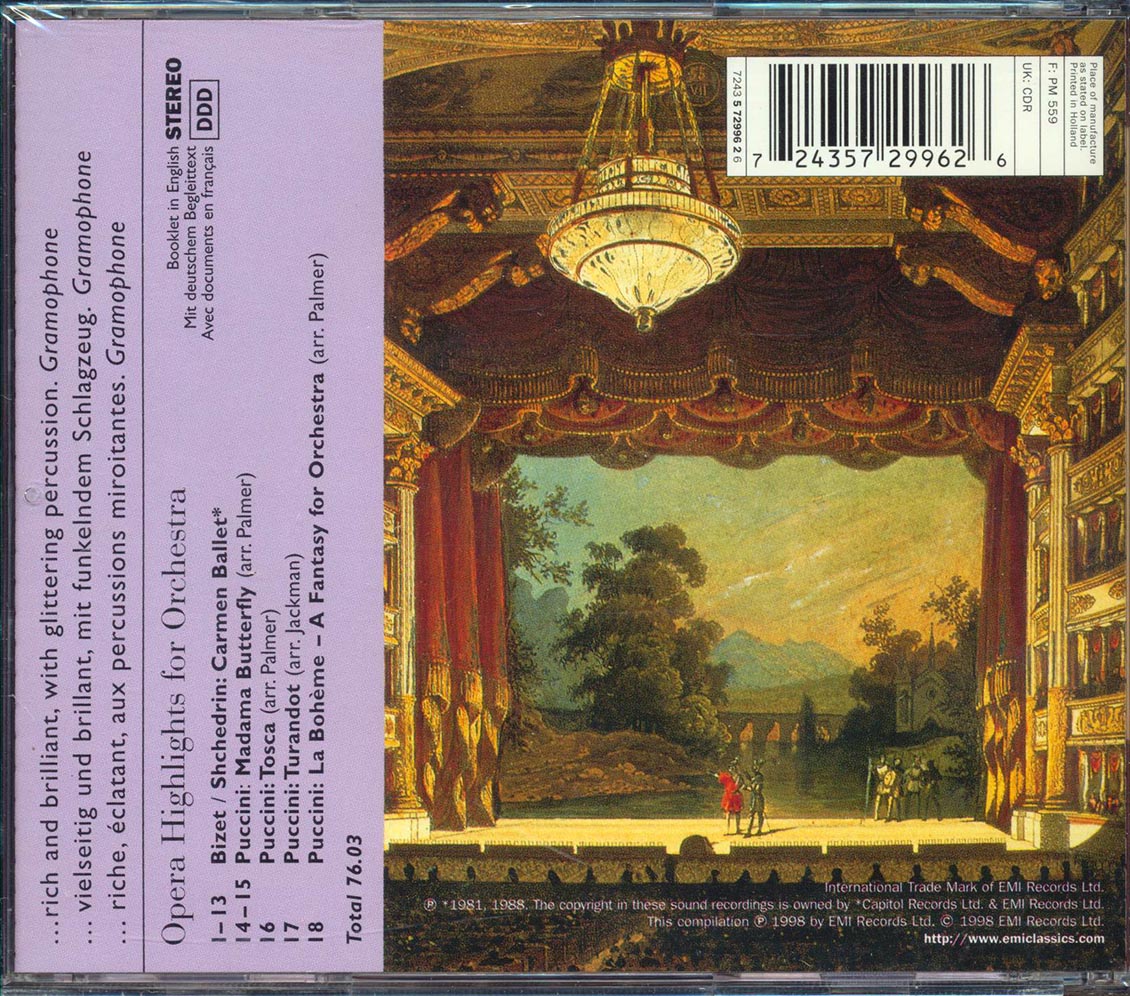 Bizet, Shchedrin, Gerard Schwarz, Etc. - Opera Highlights For Orchestra Music CD