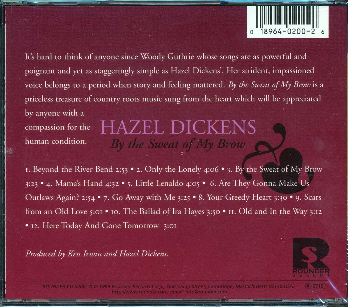 Hazel Dickens  - By The Sweat Of My Brow Music CD