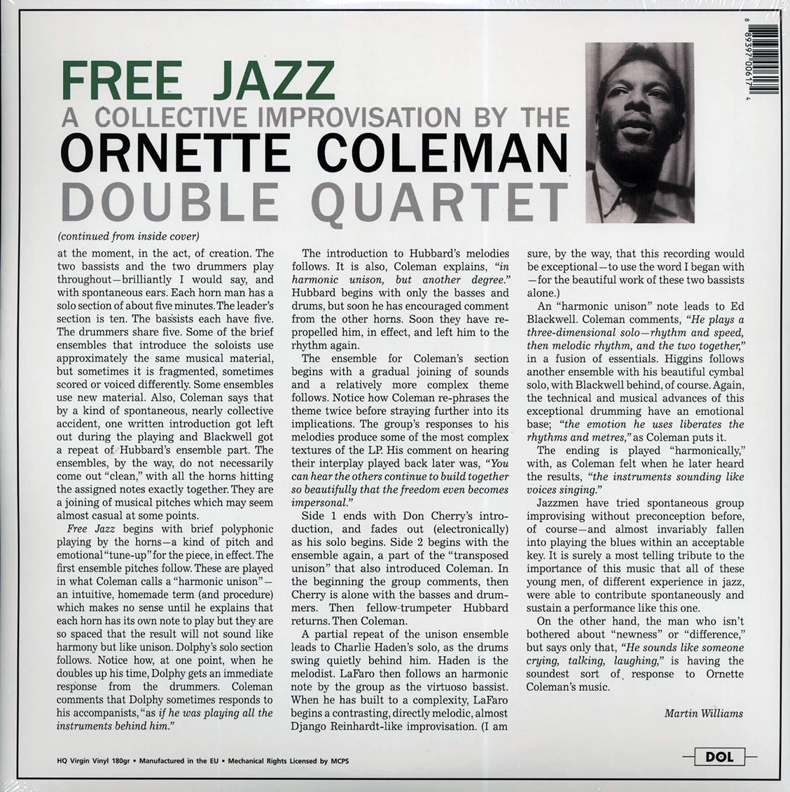 Ornette Coleman Double Quartet - Free Jazz (180g) (blue vinyl) Vinyl Record