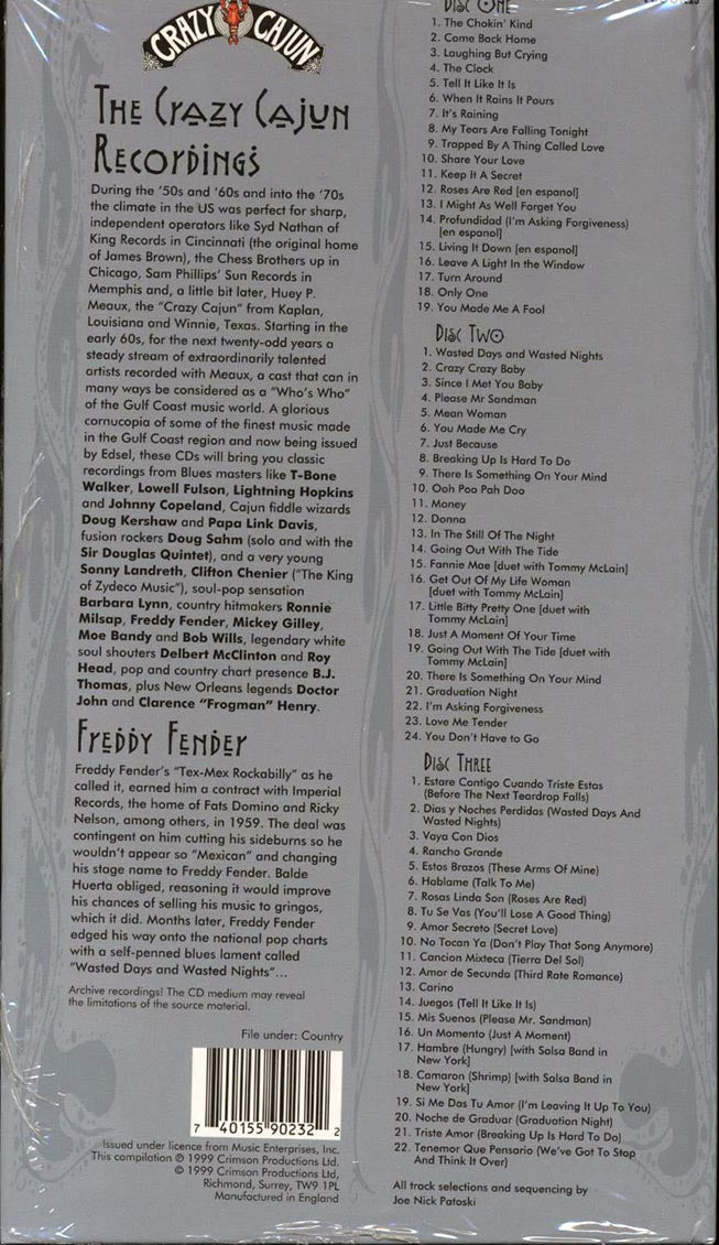 Freddy Fender - The Voice (tall casebound set) (65 tracks) (3xCD) (box set) (incl. large booklet) Music CD