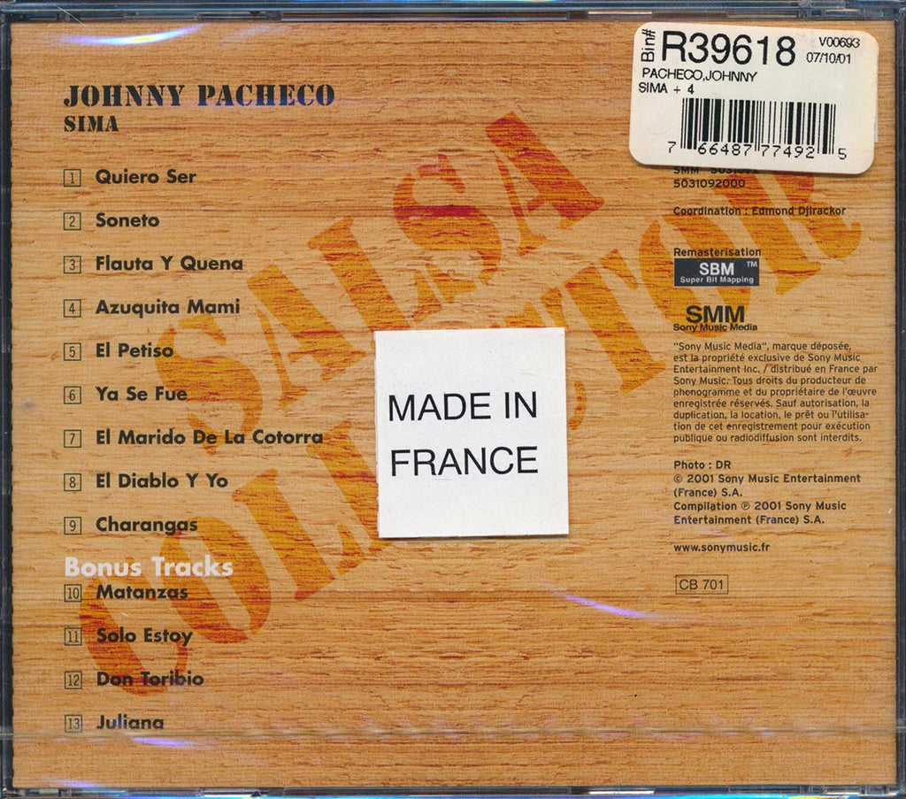 Johnny Pacheco - Sima (+4 bonus tracks) Music CD