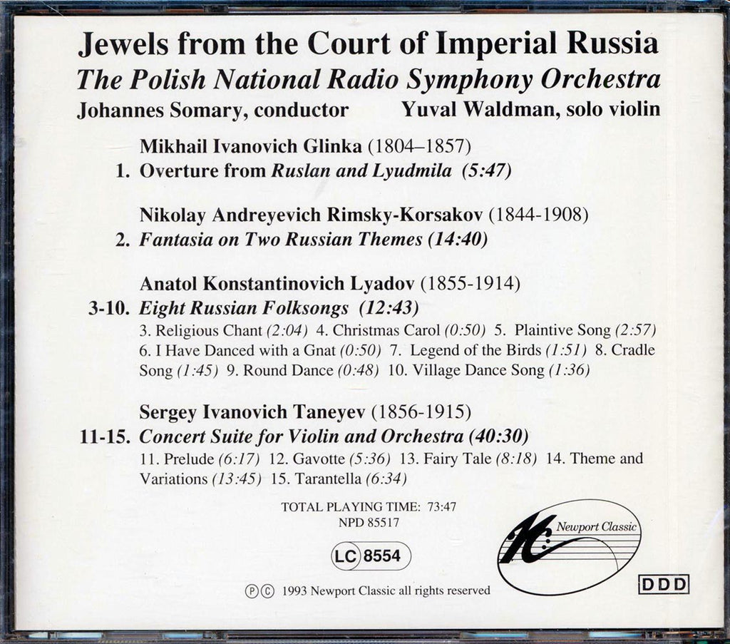 Johannes Somary, The Polish National Radio Symphony Orchestra - Jewels From The Court Of Imperial Russia Music CD