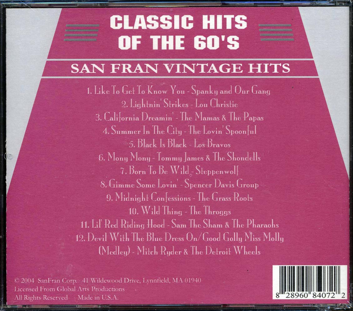 The Mamas & The Papas, The Troggs, Los Bravos, Steppenwolf, Etc. - Classic Hits Of The 60's Music CD