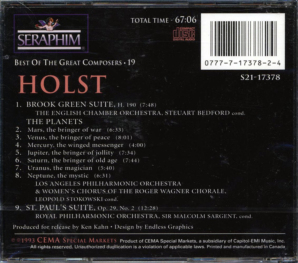 Gustav Holst - The Planets, Brook Green Suite, St. Paul's Suite Music CD