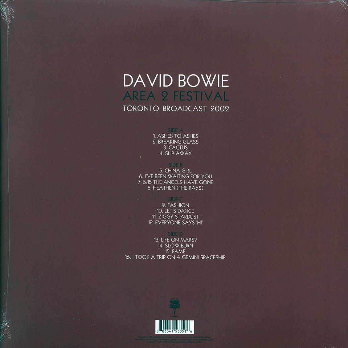 David Bowie - Area 2 Festival: Toronto Broadcast 2002 (ltd. ed.) (2xLP) (white vinyl) Vinyl Record