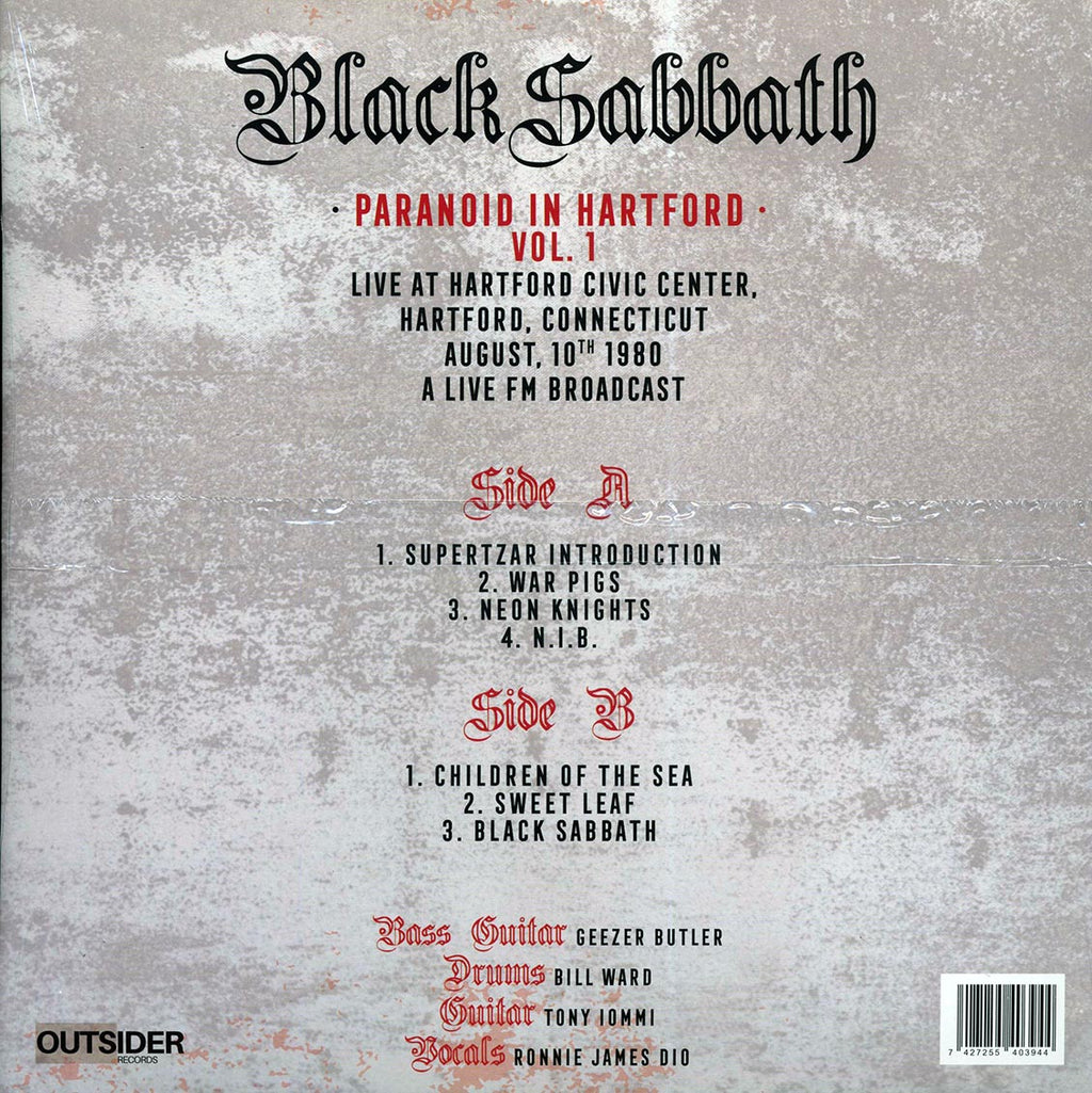Black Sabbath - Paranoid In Hartford Volume 1: Live At Hartford Civic Center, Hartford Connecticut August 10th 1980 (red vinyl) Vinyl Record