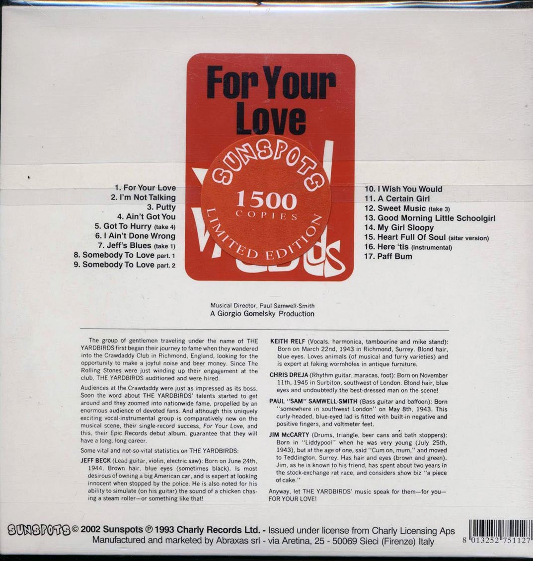 The Yardbirds - For Your Love, Heart Full Of Soul & Others (ltd. ed.) (deluxe mini-LP slipsleeve edition) (remastered) Music CD