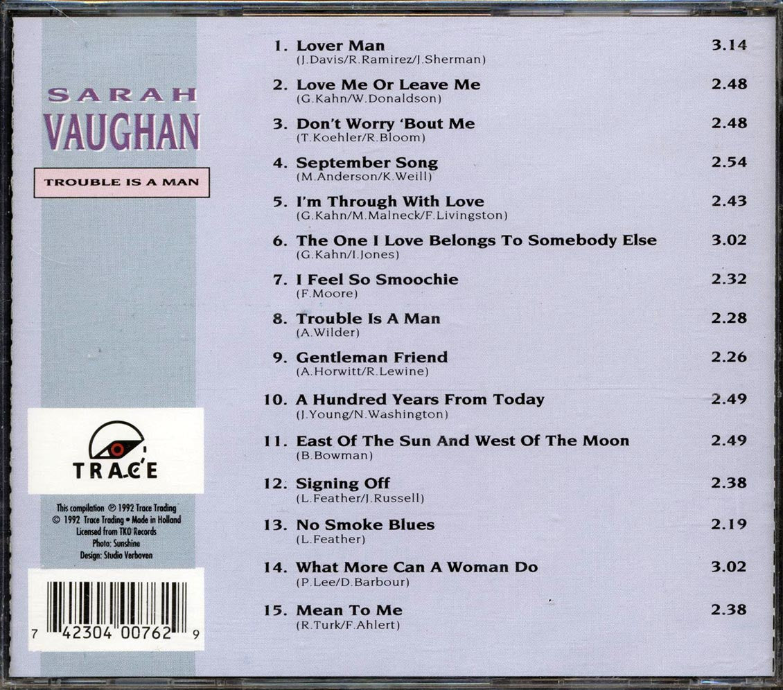 Sarah Vaughan - Trouble Is A Man Music CD