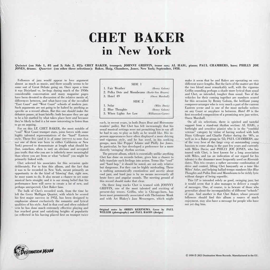 Chet Baker - In New York (ltd. 500 copies made) (clear vinyl) Vinyl Record