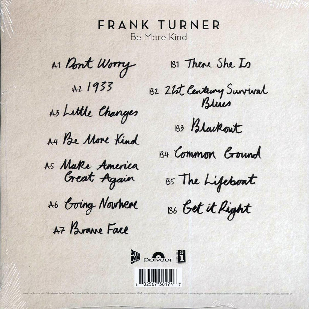 Frank Turner - Be More Kind (180g) Vinyl Record