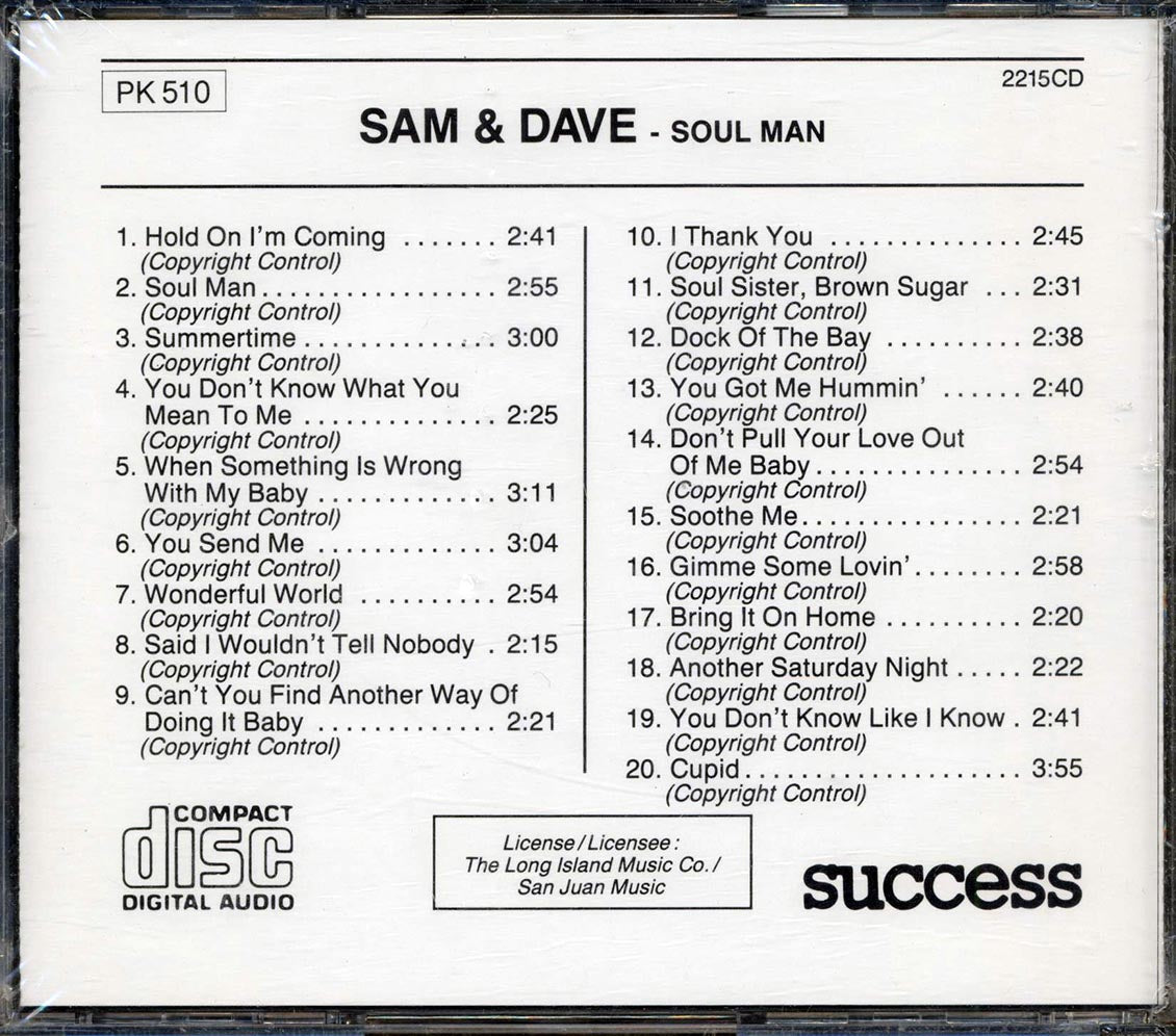Sam & Dave - Soul Man (20 tracks) Music CD