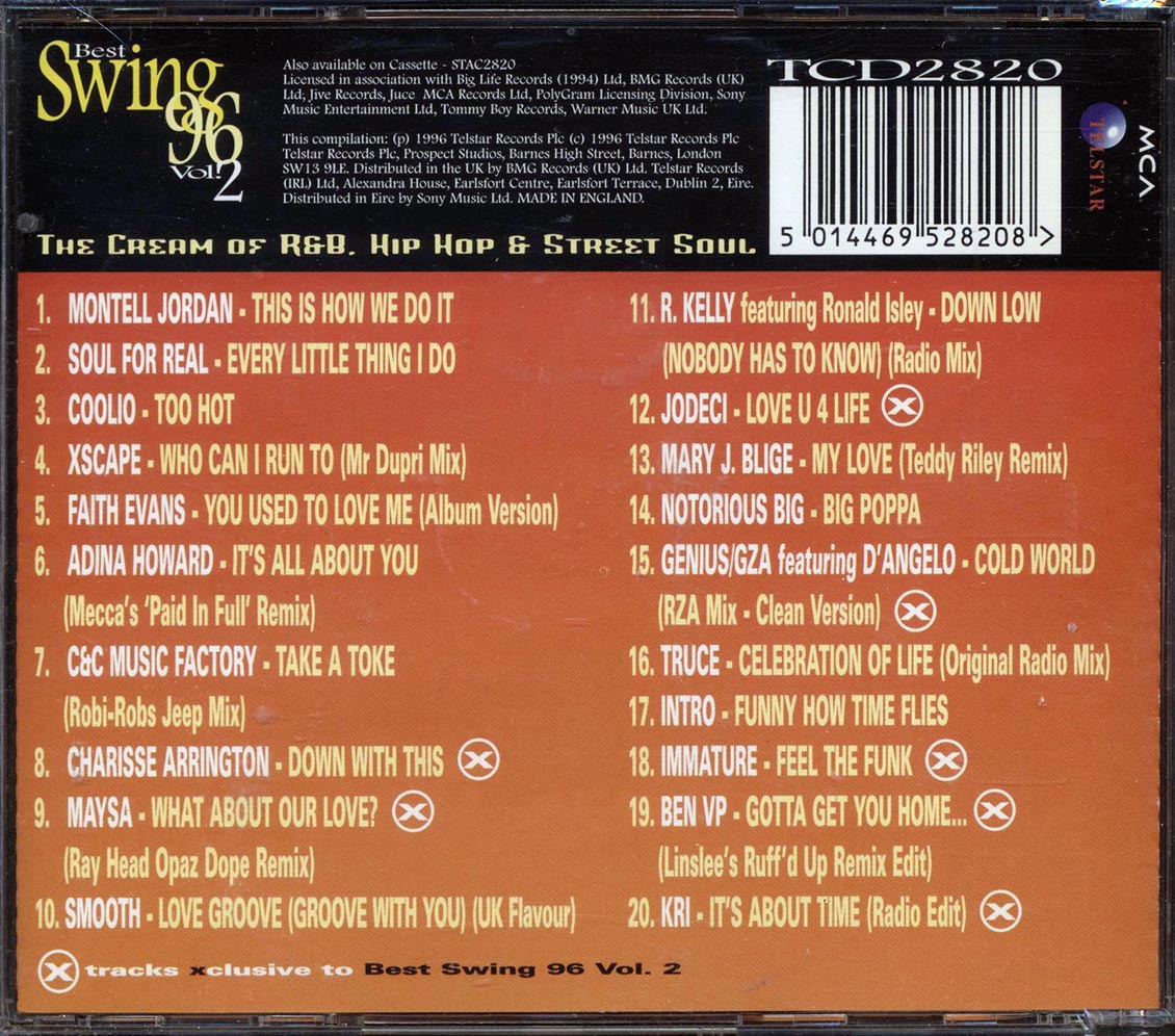 Montell Jordan, Coolio, Mary J Blige, R Kelly, Etc. - Best 96 Swing Volume 2 Music CD