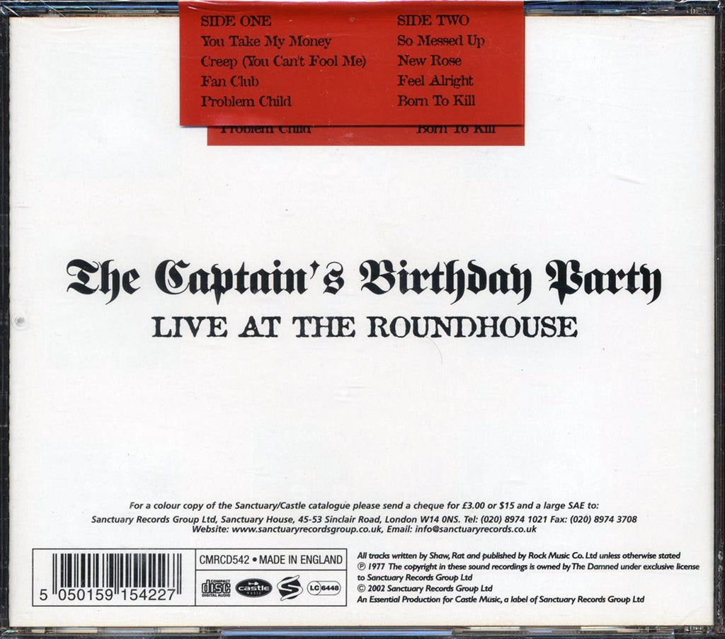 The Damned - The Captain's Birthday Party: Live At The Roadhouse Music CD