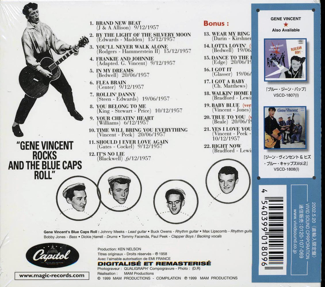 Gene Vincent - Gene Vincent Rocks! And The Blue Caps Roll (Japan) (+10 bonus tracks) Music CD