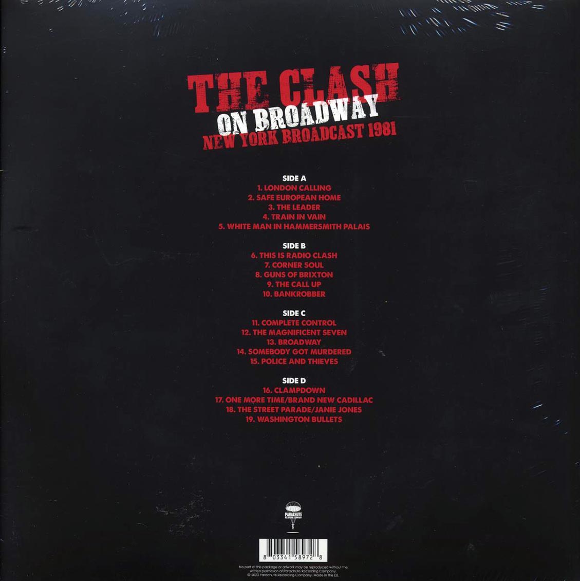 The Clash - On Broadway: New York Broadcast 1981 (2xLP) Vinyl Record