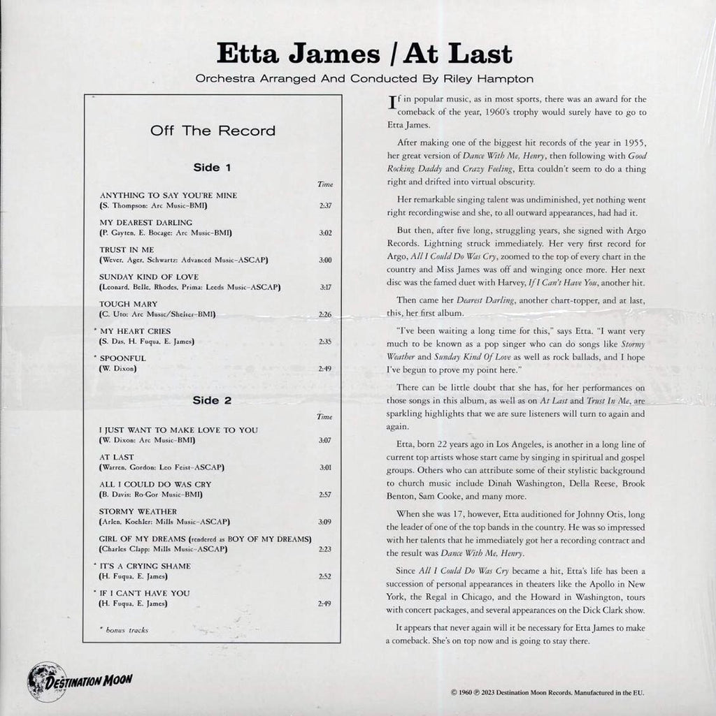 Etta James - At Last! (ltd. 500 copies made) (clear vinyl) Vinyl Record