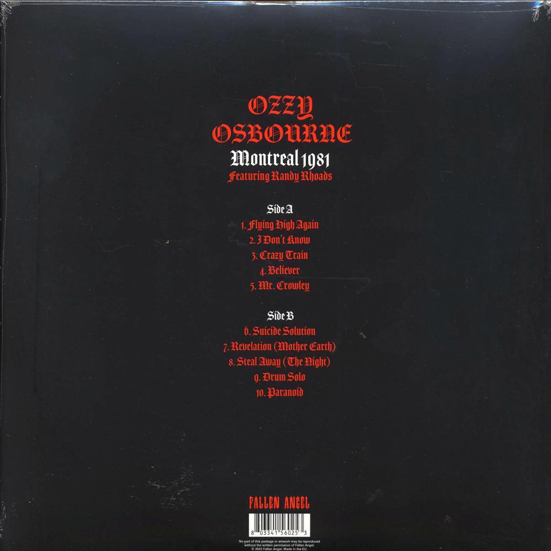 Ozzy Osbourne - Montreal 1981: Theatre Sain-Denin, Montreal, 28th July 1981 (ltd. ed.) (red vinyl) Vinyl Record
